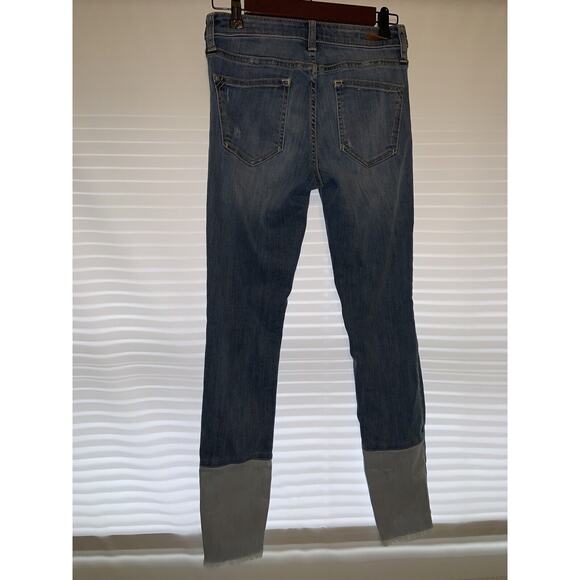 Pilcro And The Letterpress Women's Blue Denim Raw Hem Two Tone Jeans Size 26 - Picture 3 of 8